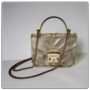 Crossi Transparent Jelly Purse Chain Strap Shoulder Bag Arena Concert Work Clear